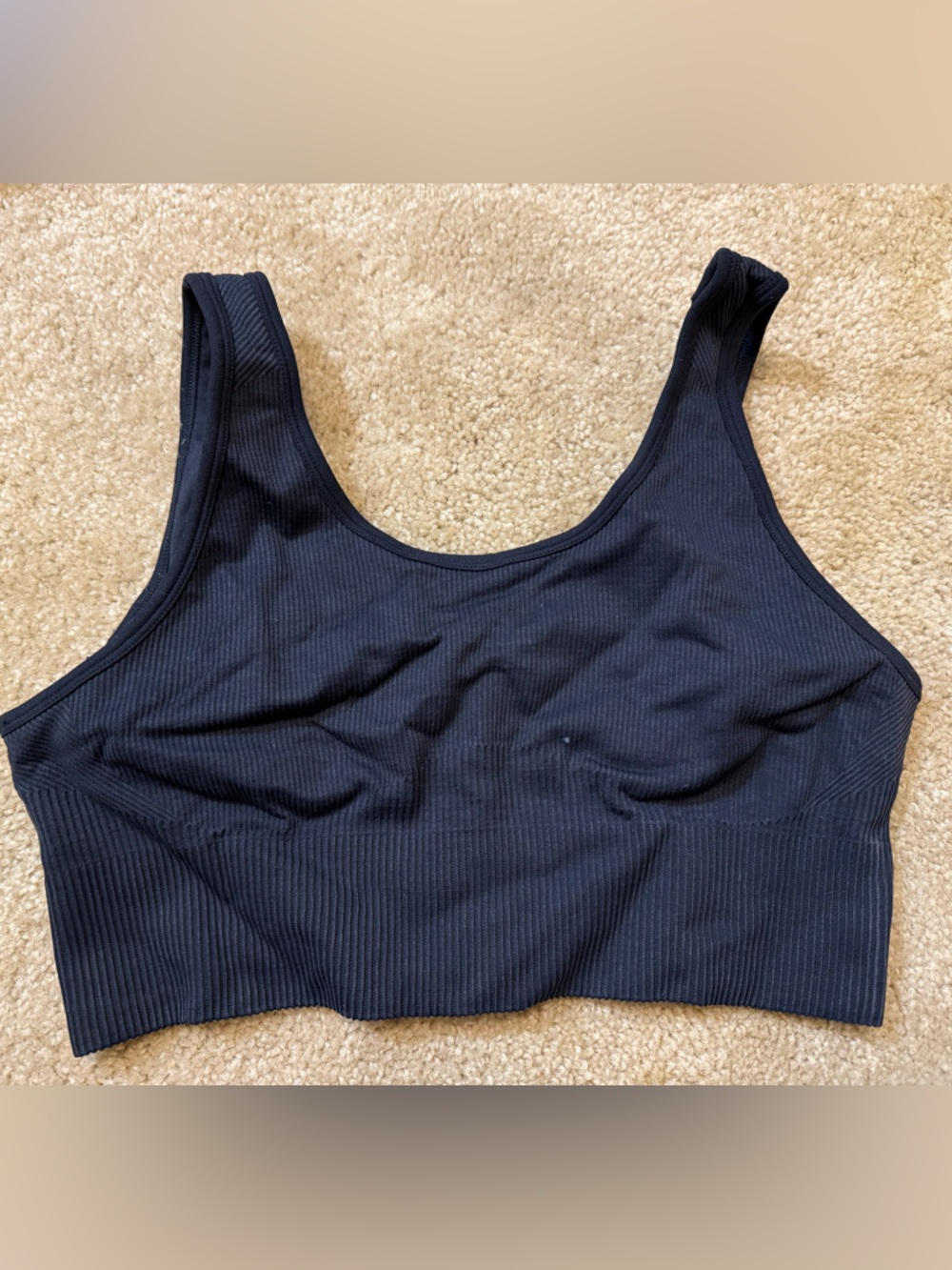 Ribbed Black Sports Bra